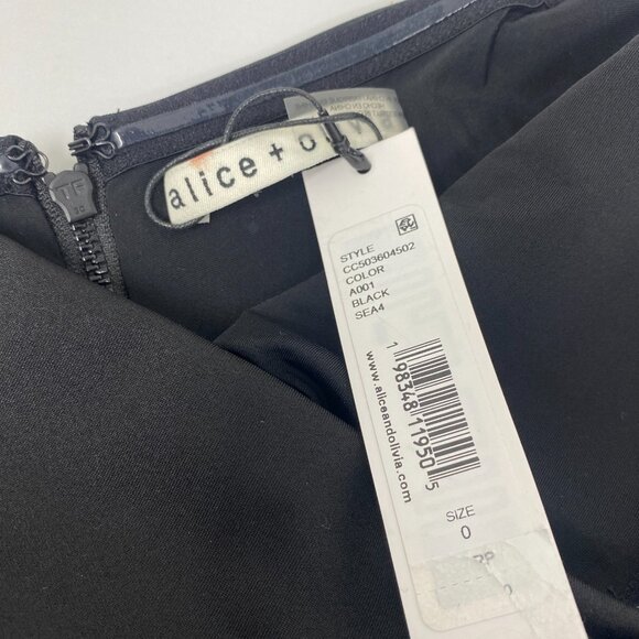 Alice + Olivia Oriana Black Drop Waist Midi Dress 0 NWT $395 - Picture 7 of 9